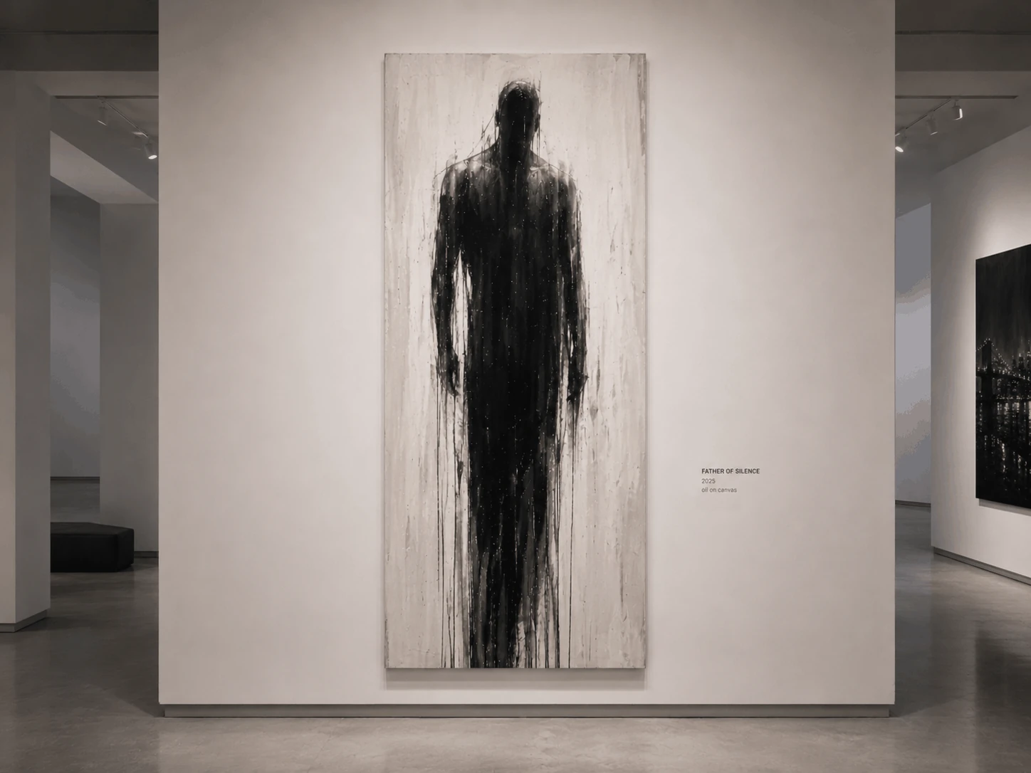Father of Silence painting in a gallery setting